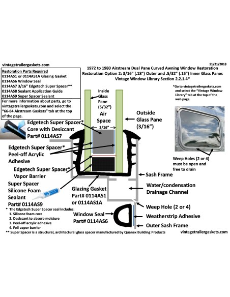 1969 to 1980 Airstream Dual Pane Window Secondary Sealant