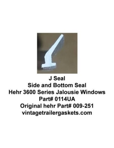 Hehr 3500 3501 3600 3601 Vinyl J Seal for Vintage Hehr Jalousie Windows